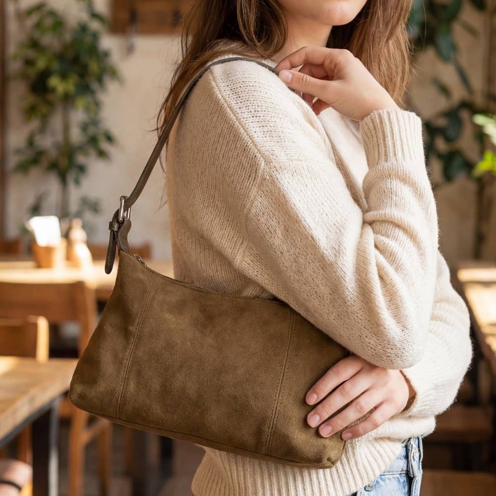 Suede Rectangle Shoulder Bag