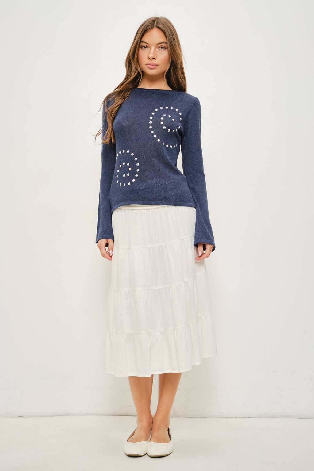 Ellie Studded Long Sleeve Top