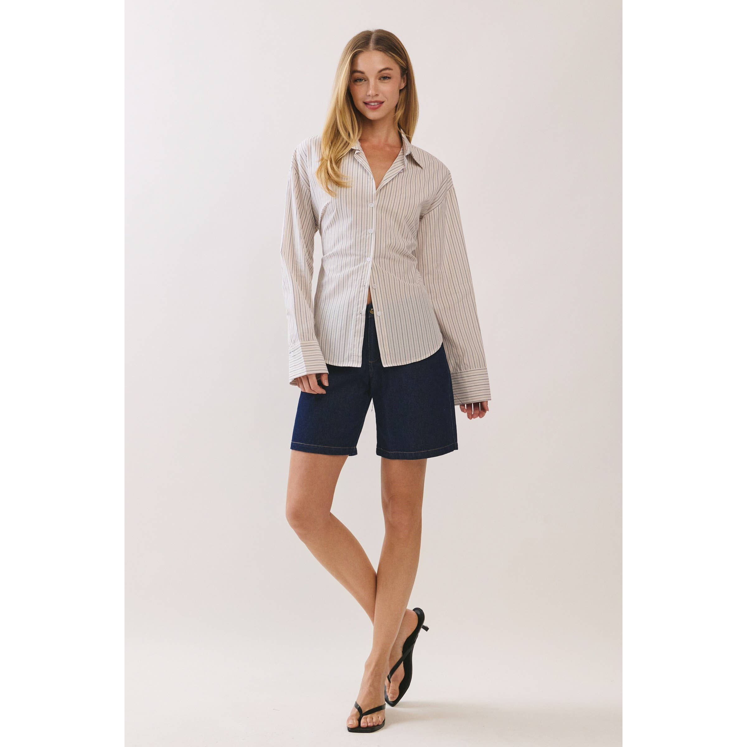 Striped Back Lace-Up Shirt