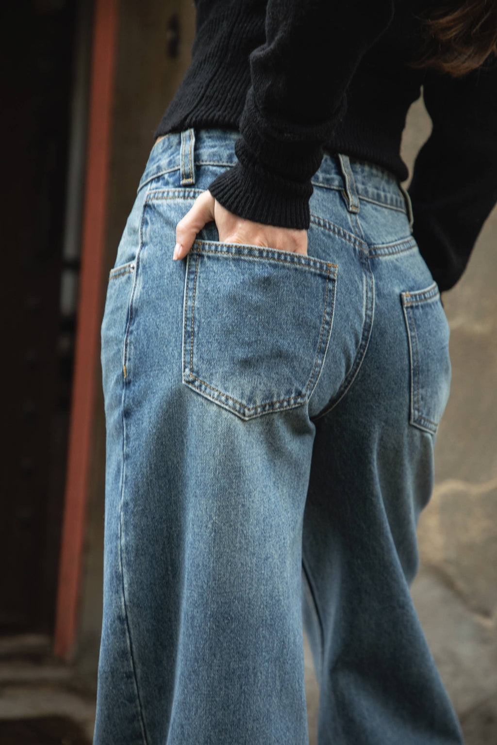 Denim Low Rise Straight Leg Denim Jeans