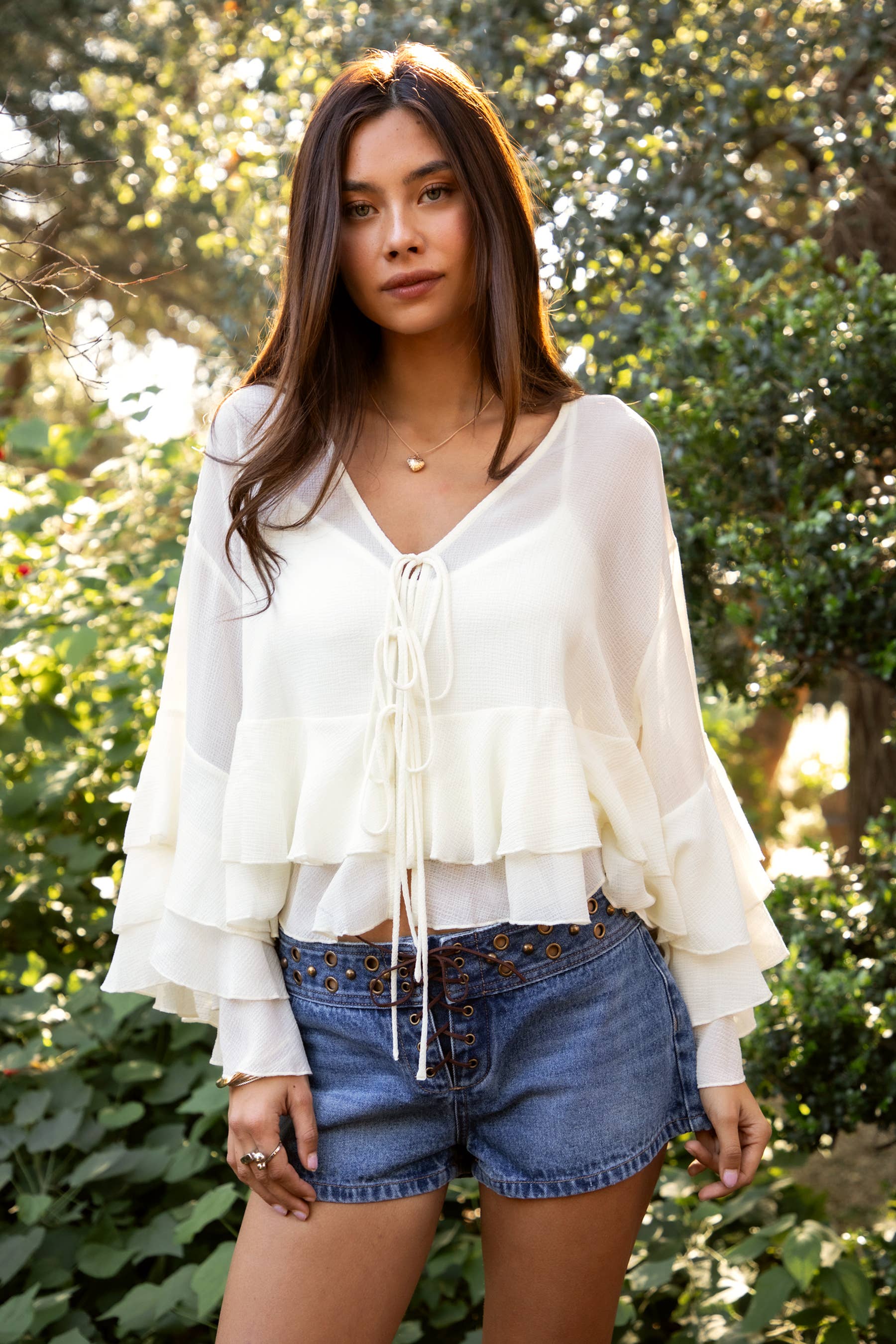 Brieanne Chiffon Ruffle Blouse