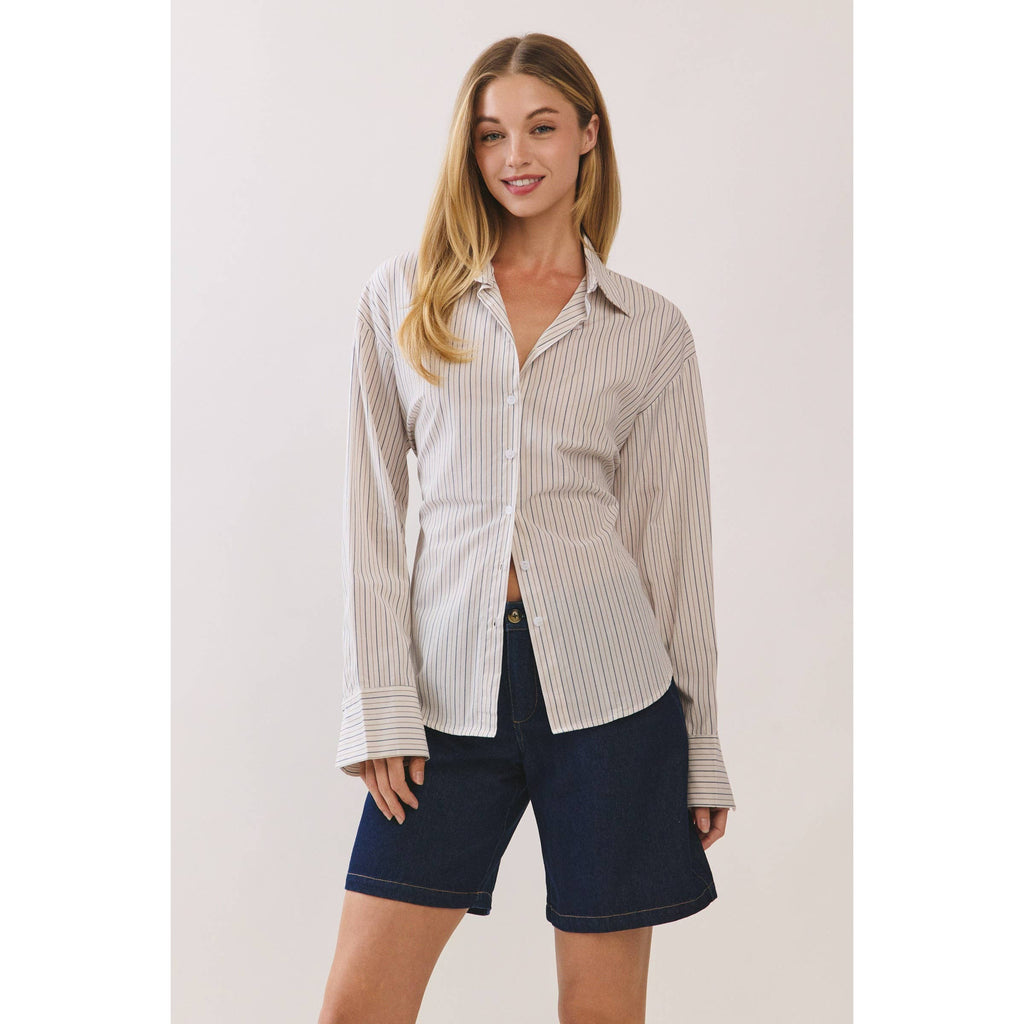 Striped Back Lace-Up Shirt