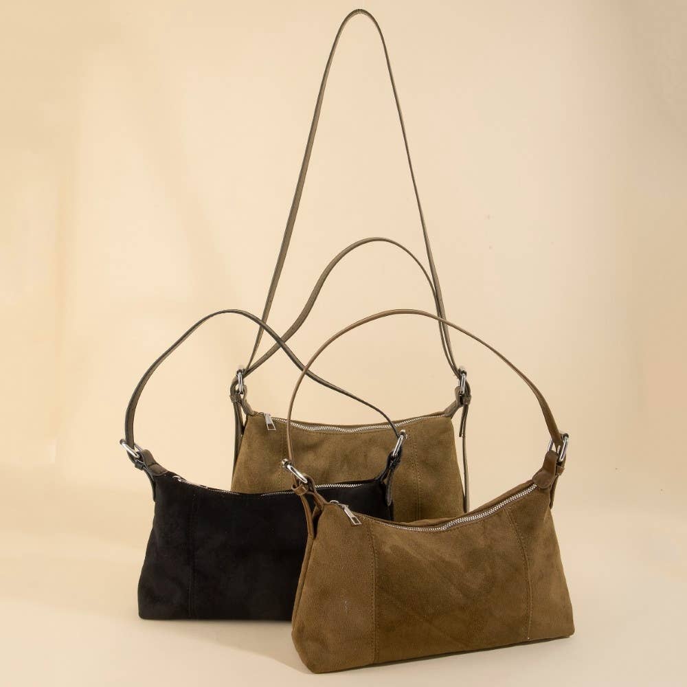 Suede Rectangle Shoulder Bag