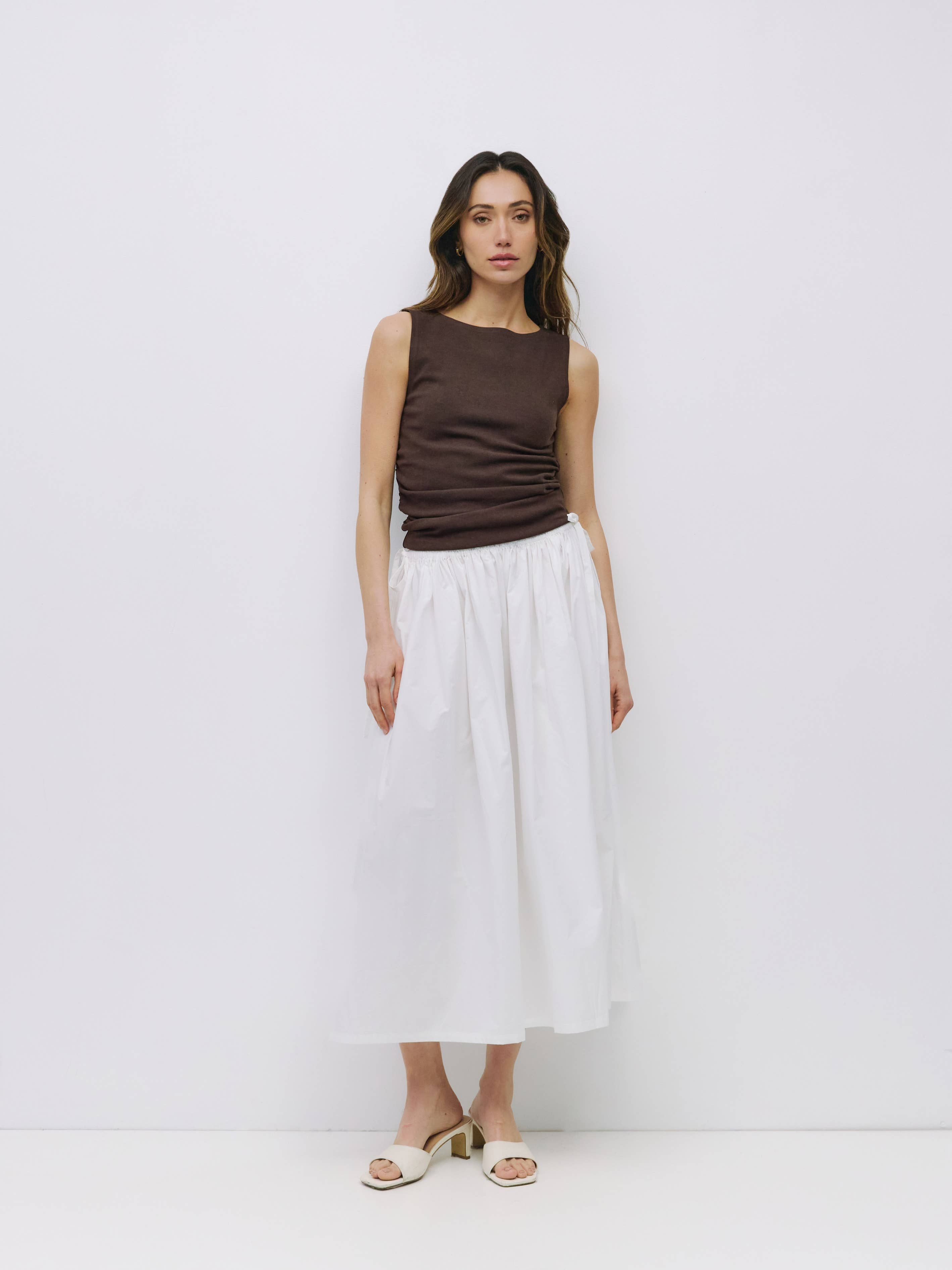 Kiana Side Tie Midi Skirt