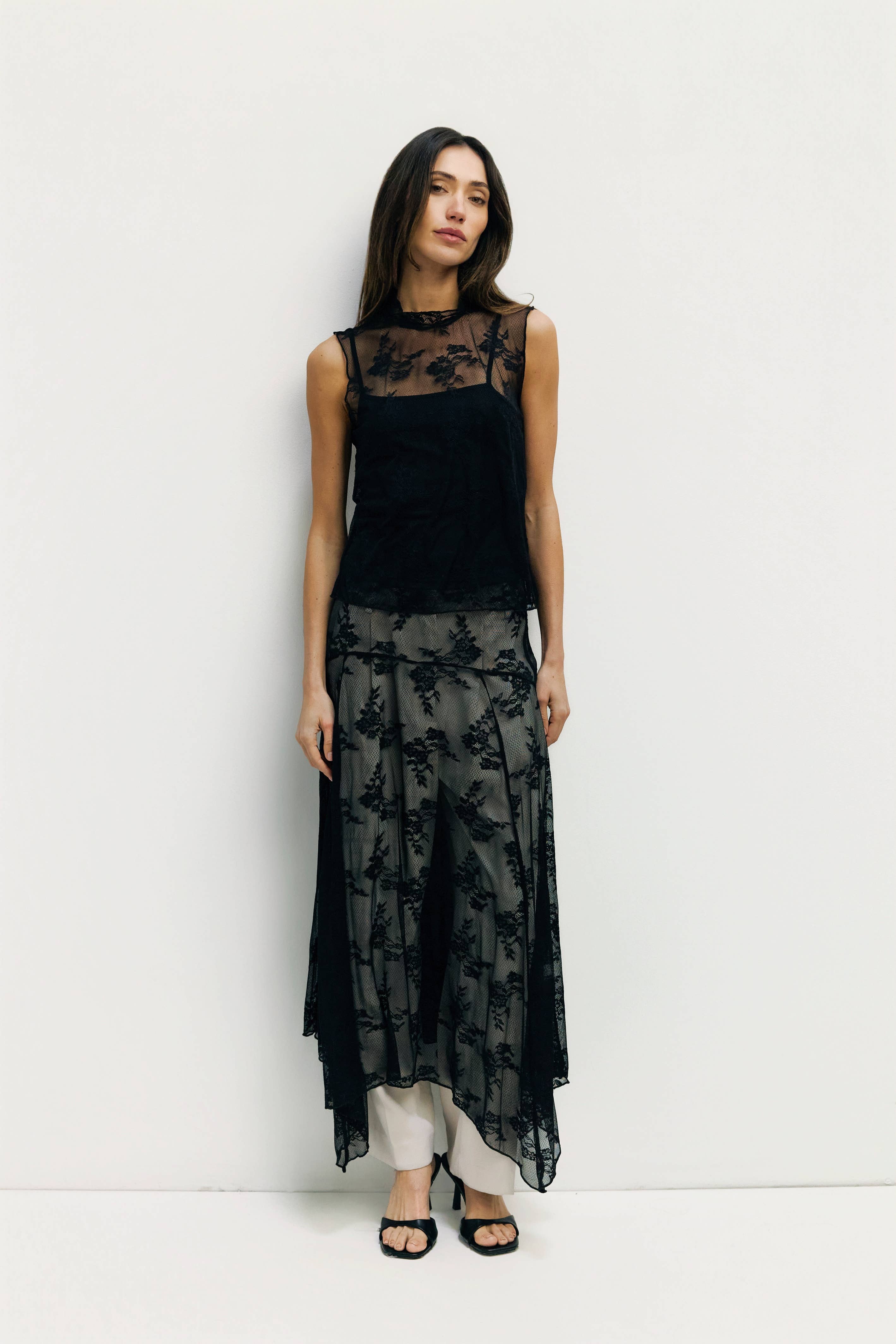 Jennifer Asymmetrical Lace Skirt