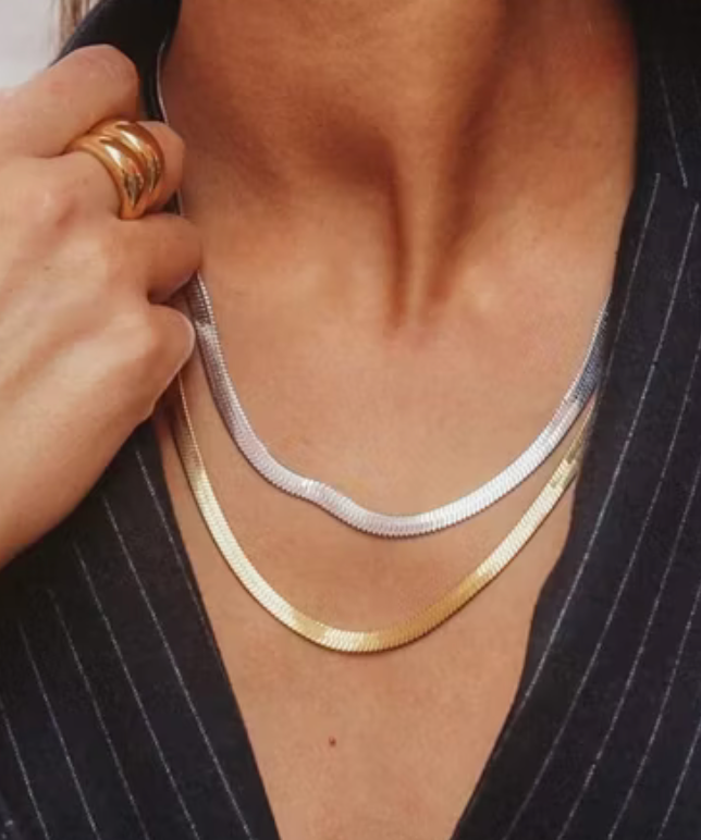 Katie Herringbone Stainless Steel Necklace