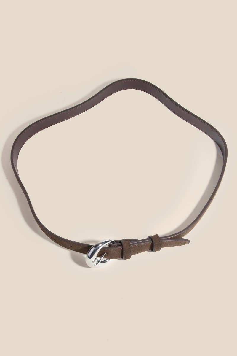 Round Buckle Rough Leather Belt