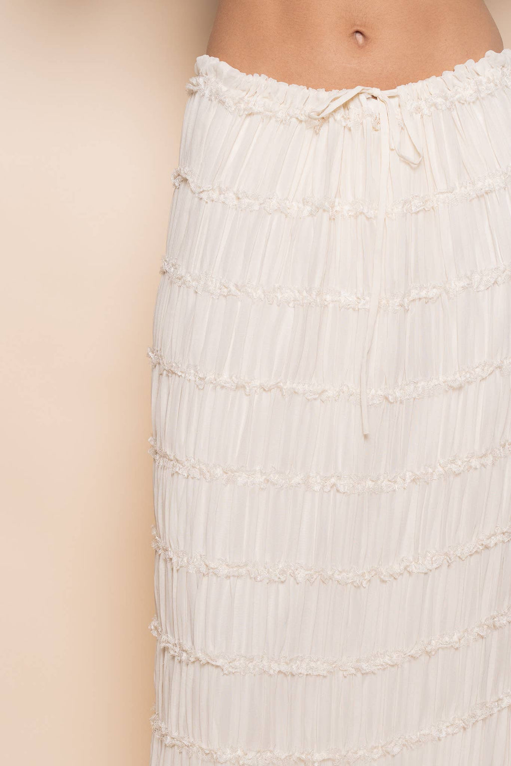 Tiered Ruched Maxi Skirt