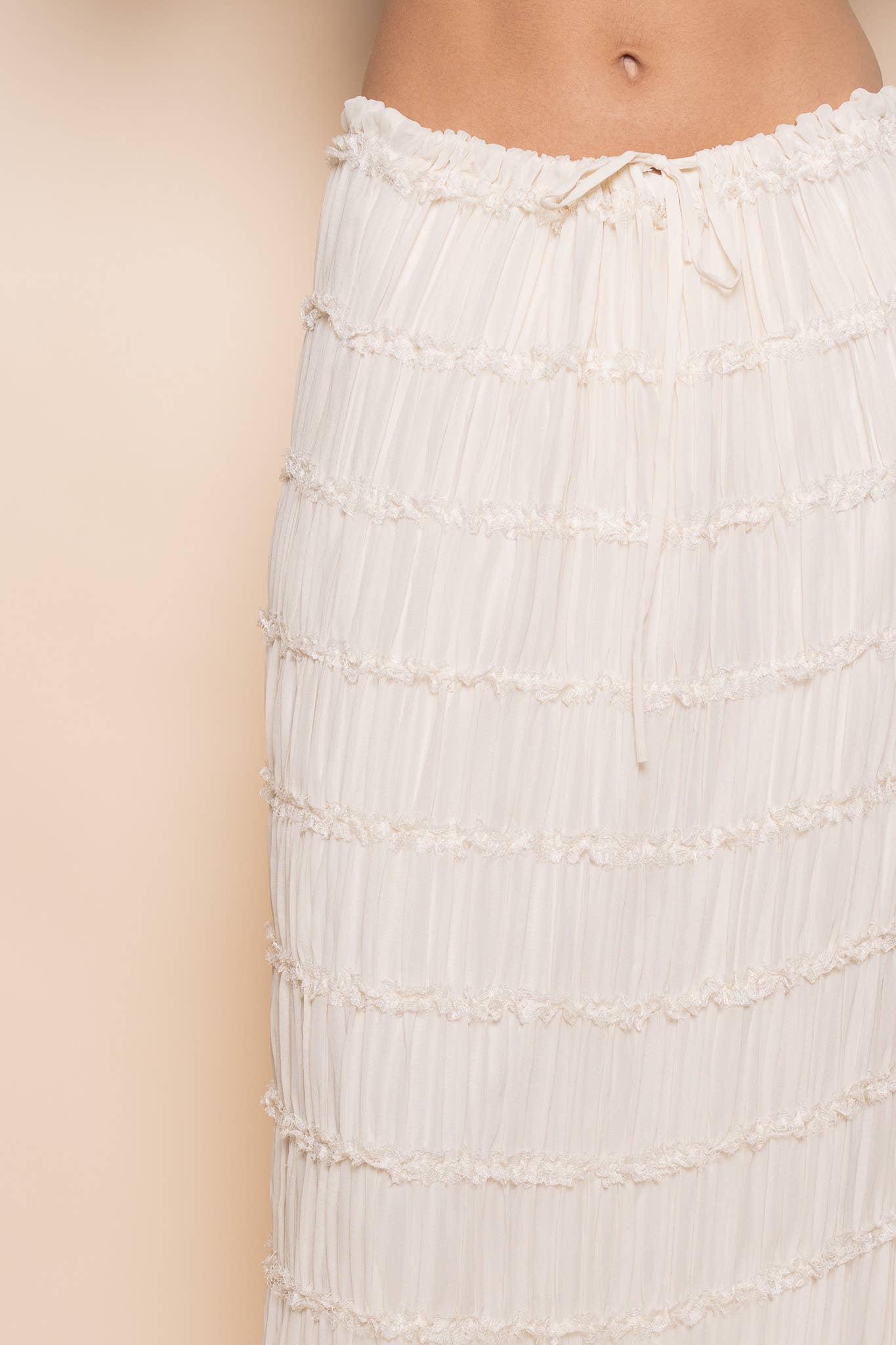Tiered Ruched Maxi Skirt