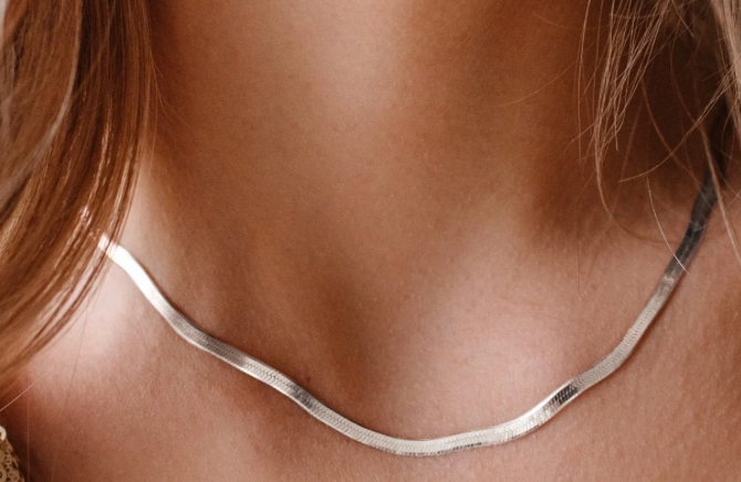 Katie Herringbone Stainless Steel Necklace