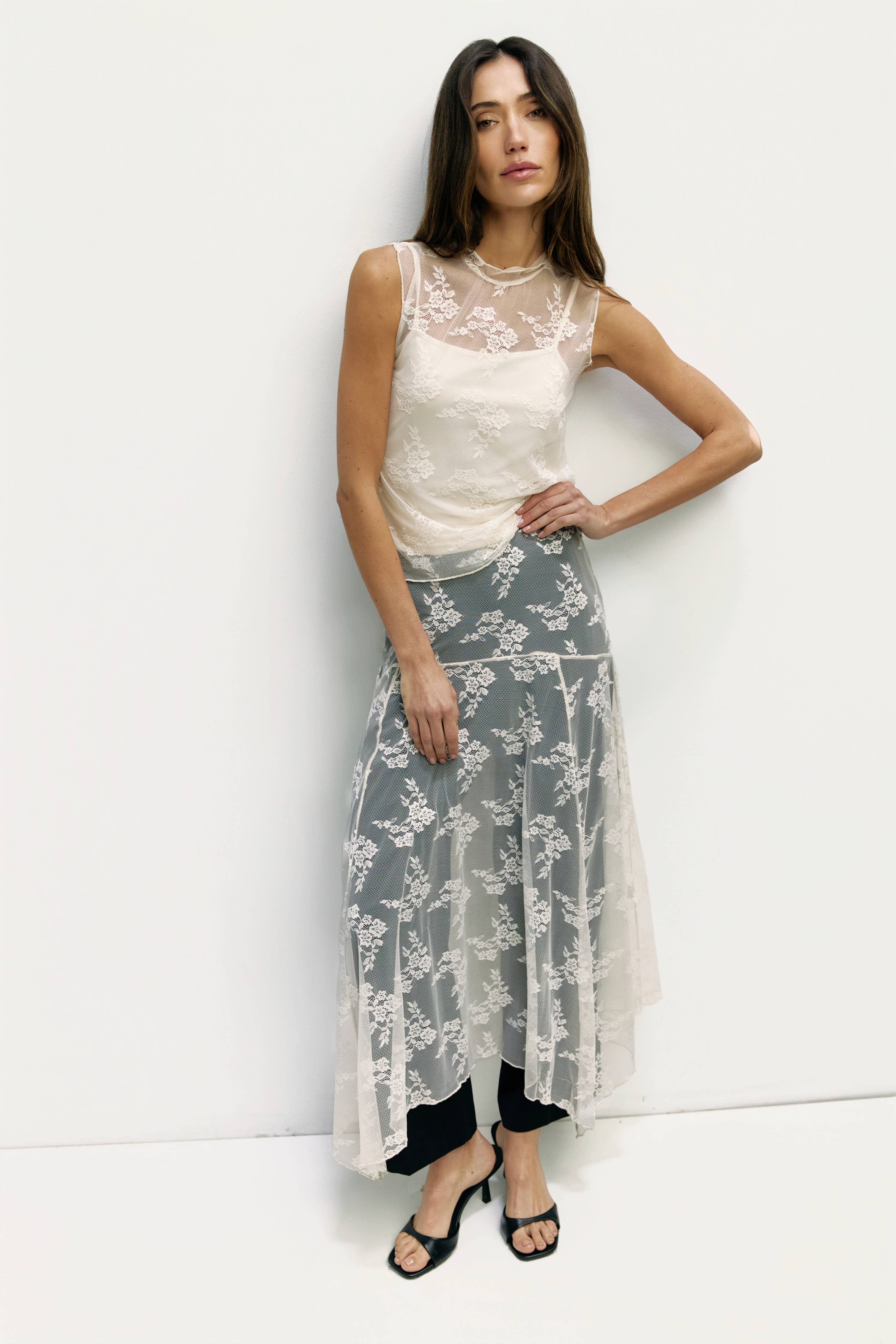 Jennifer Asymmetrical Lace Skirt