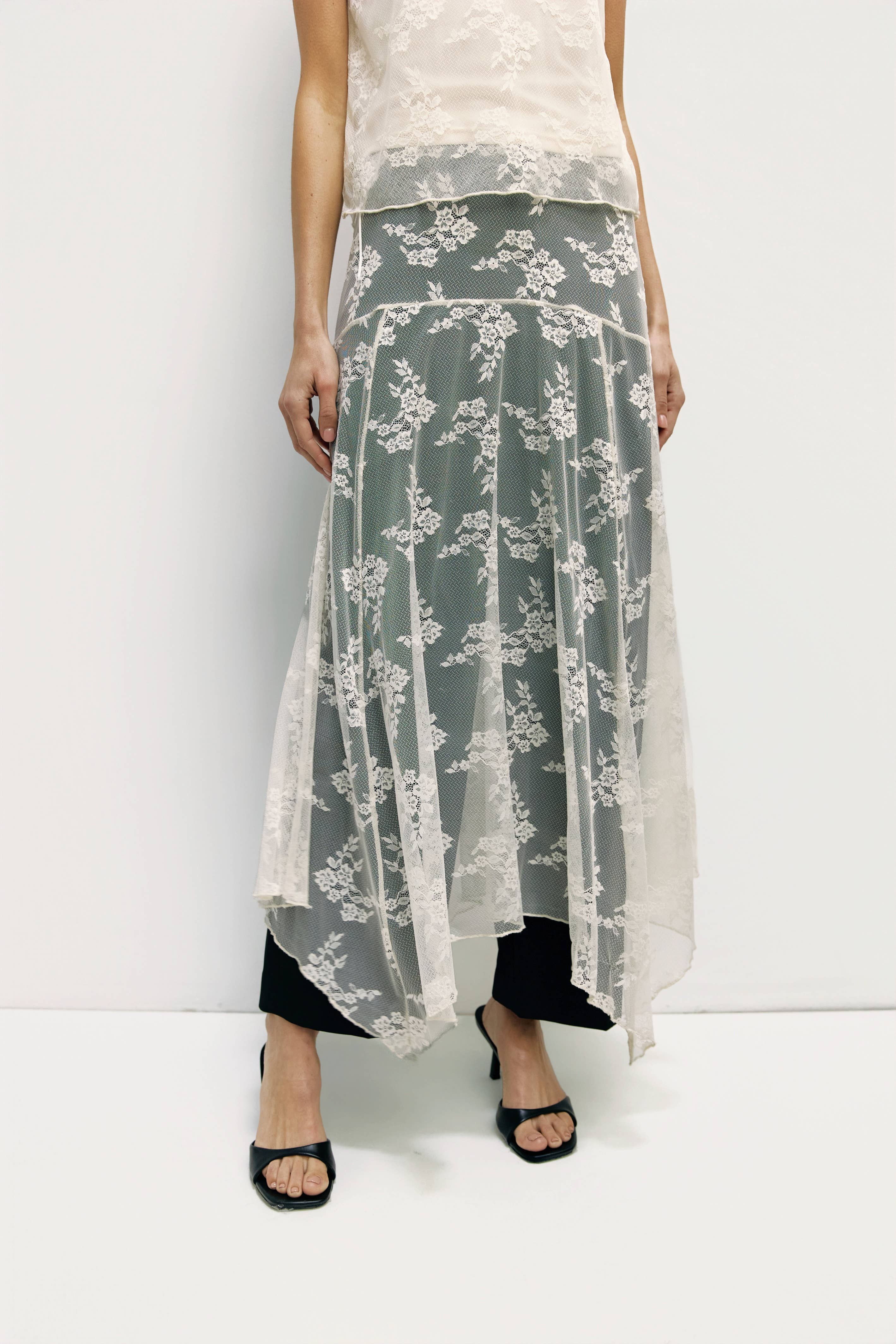 Jennifer Asymmetrical Lace Skirt