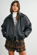 Zip Up Puffer Bomber Jacket