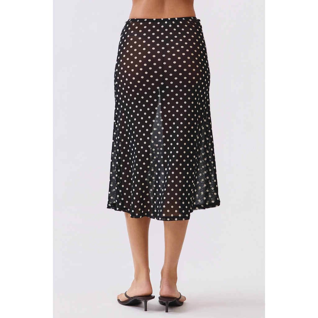 Polka Dot Sheer Midi Skirt