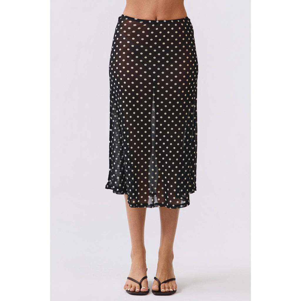 Polka Dot Sheer Midi Skirt