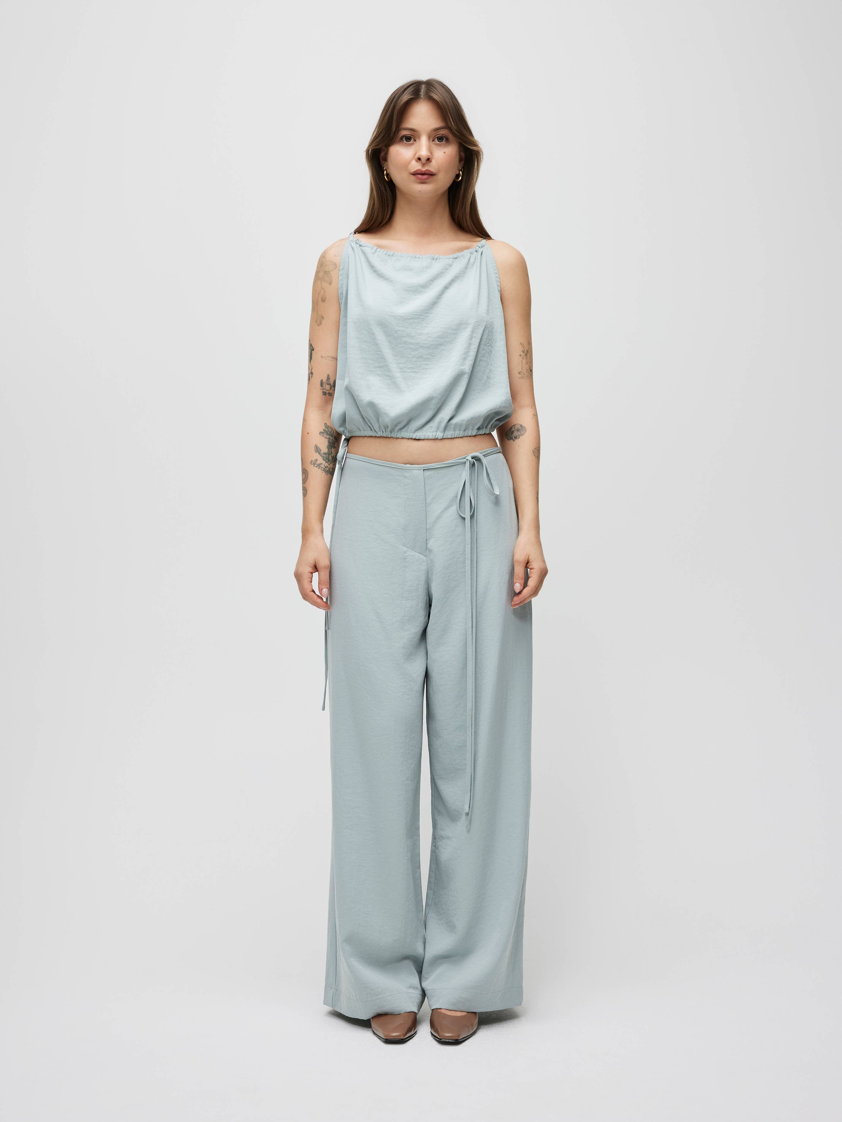 Shar Front Tie Lightweight Pants