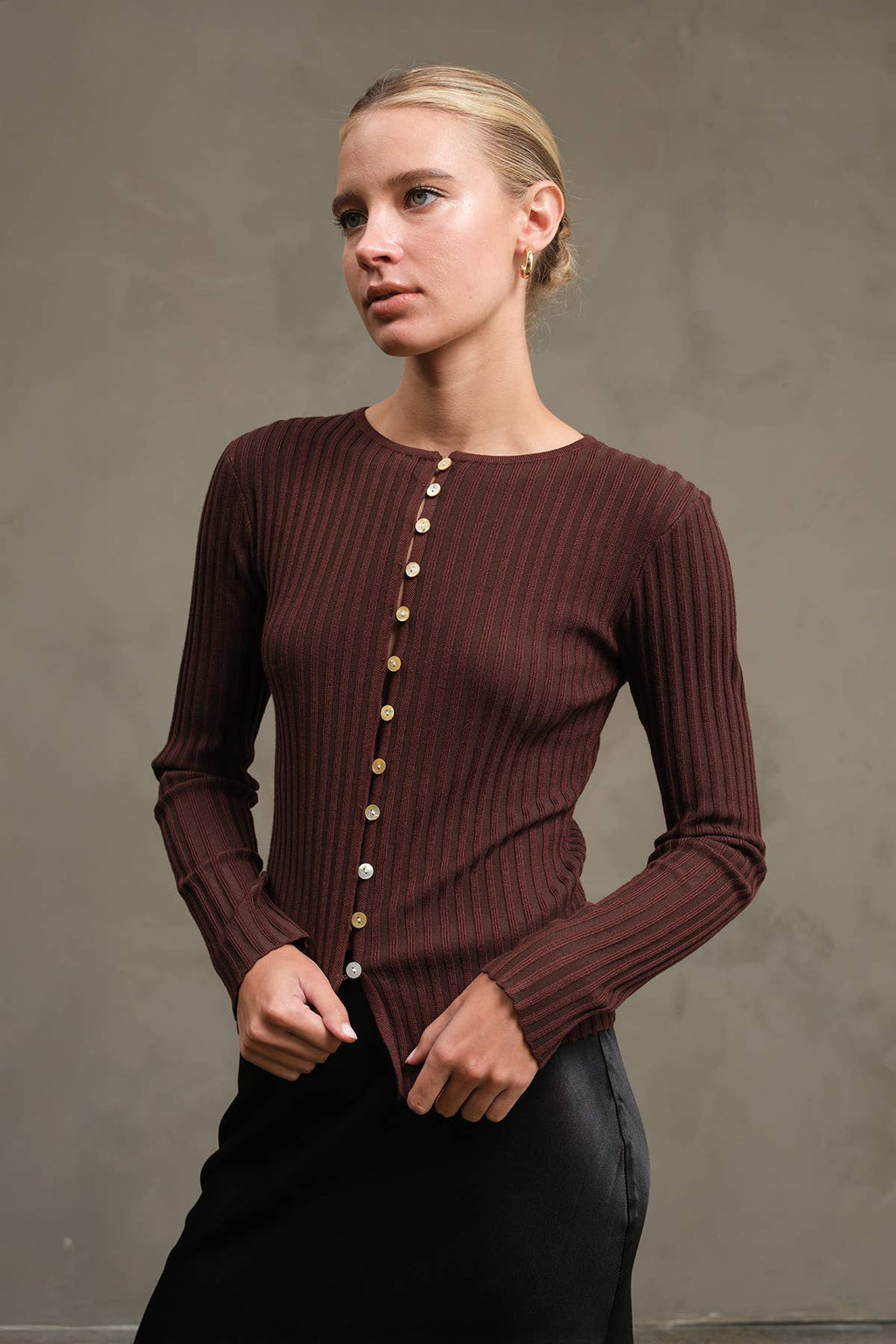 Slim Fit Knit Button Top