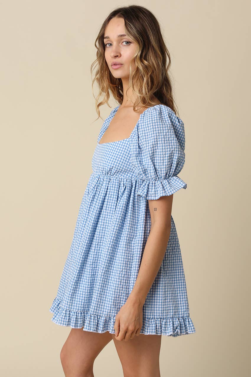 Kendall Gingham Puff Sleeve Dress