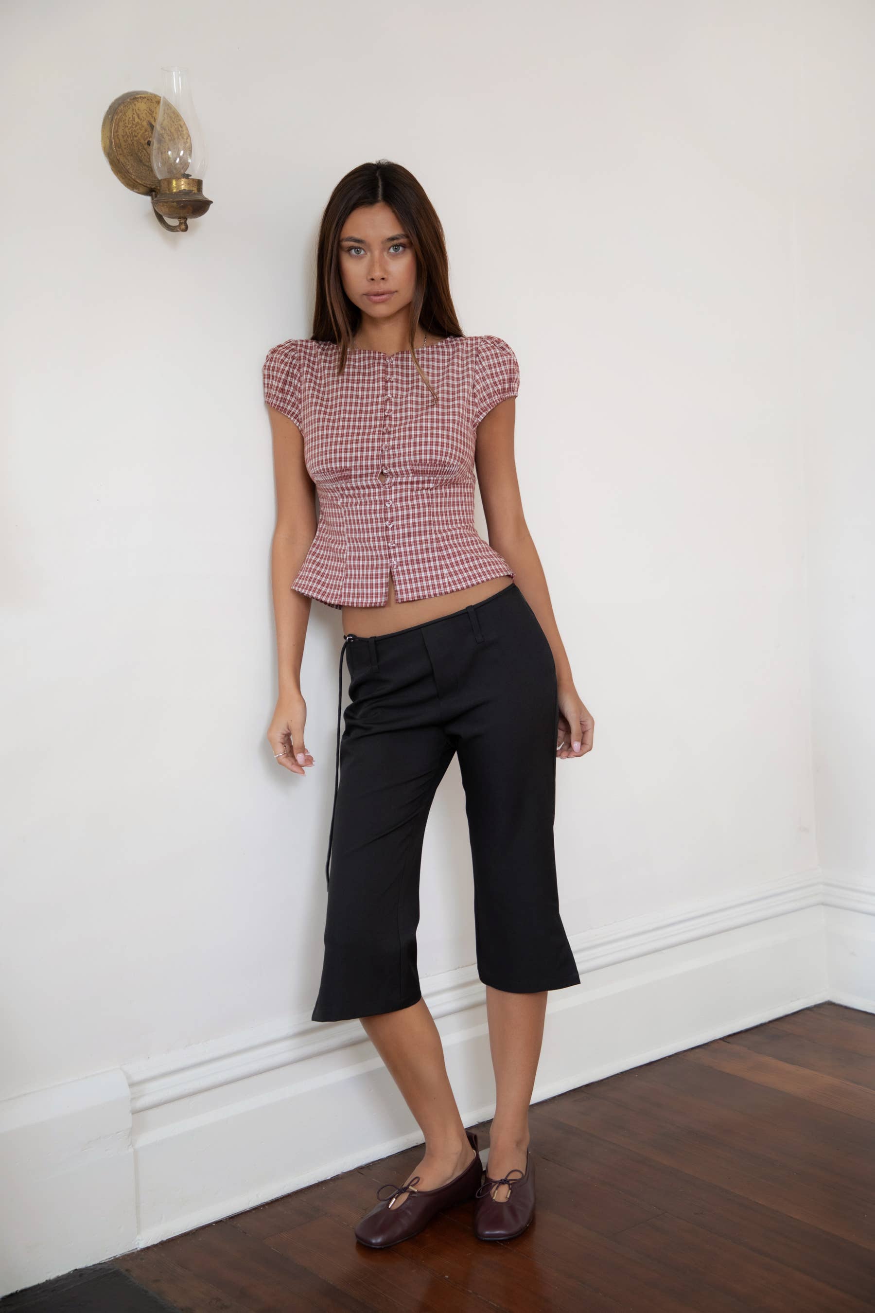 Daris Gingham Puff Sleeve Top