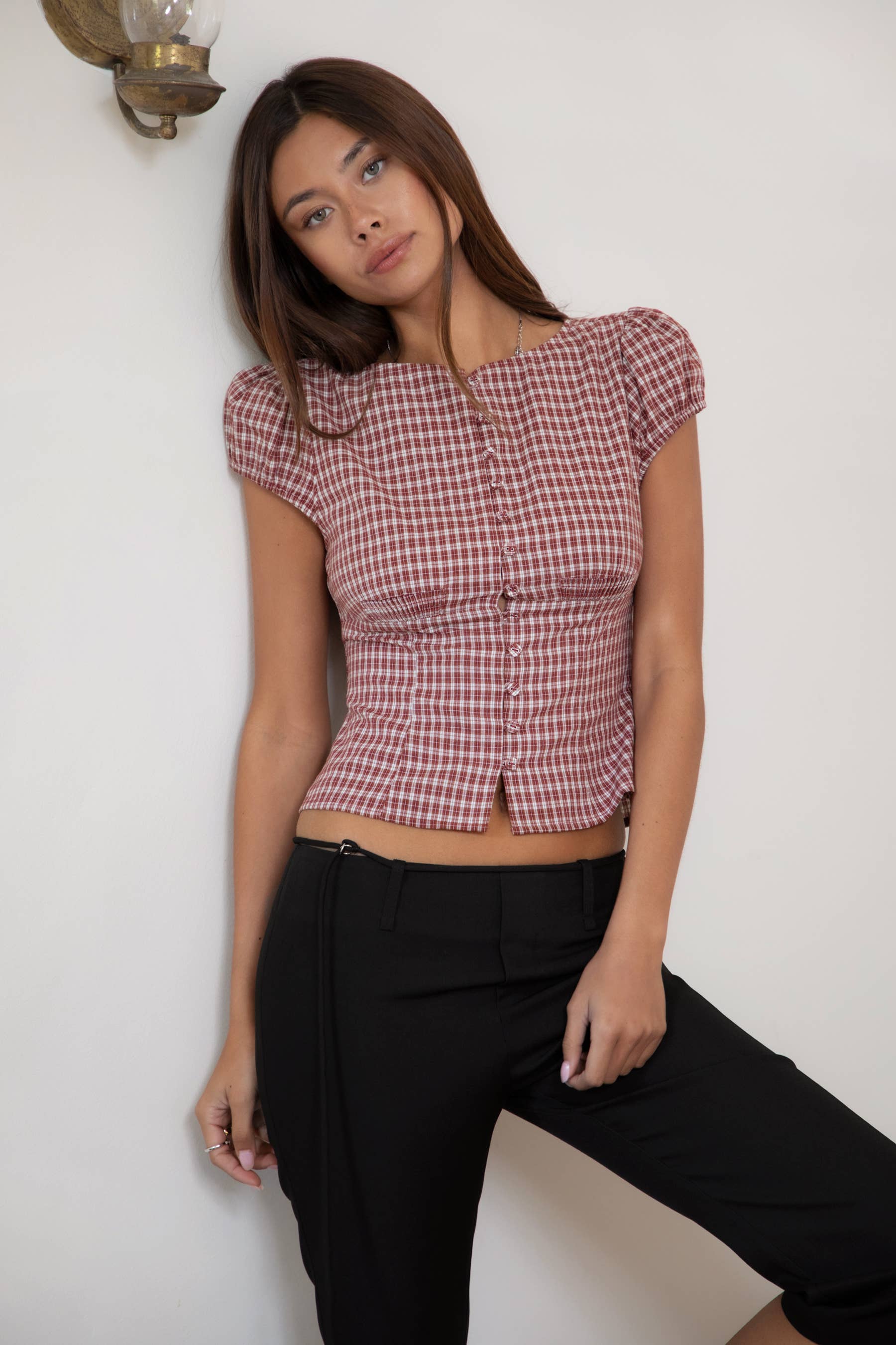 Daris Gingham Puff Sleeve Top