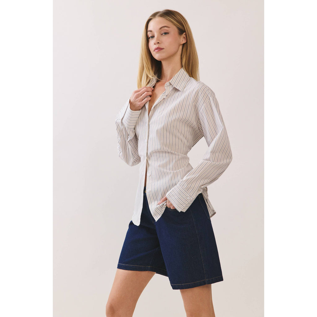 Striped Back Lace-Up Shirt