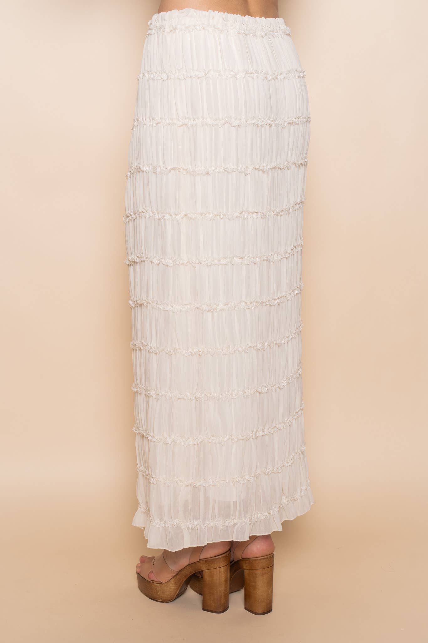 Tiered Ruched Maxi Skirt