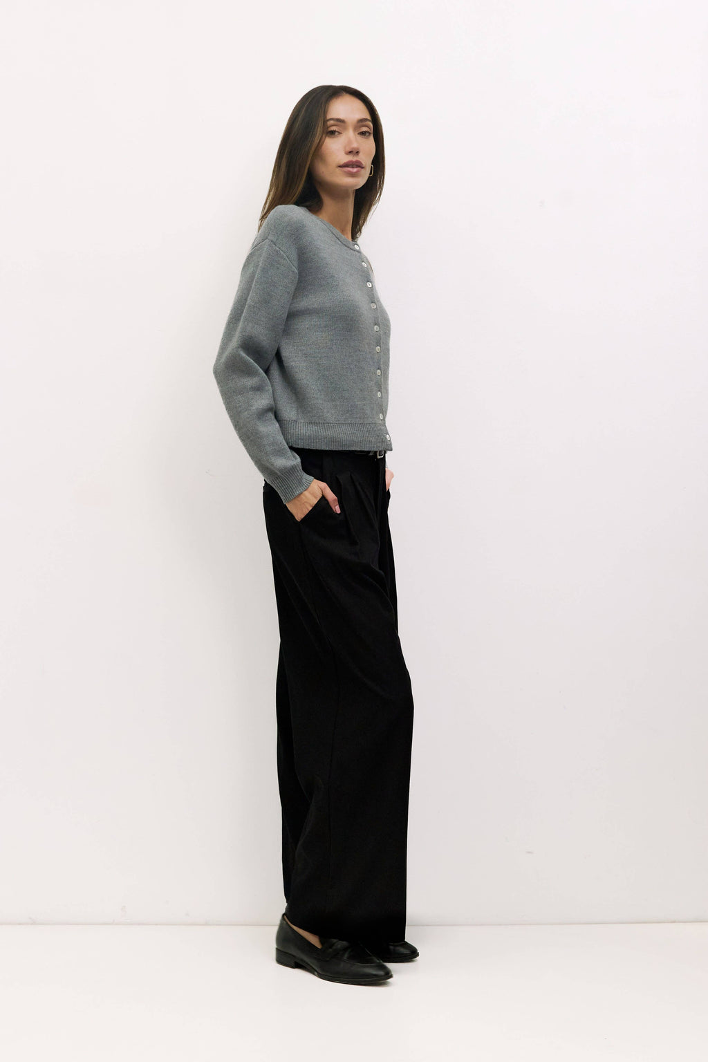 Malin Cropped Button-Down Cardigan