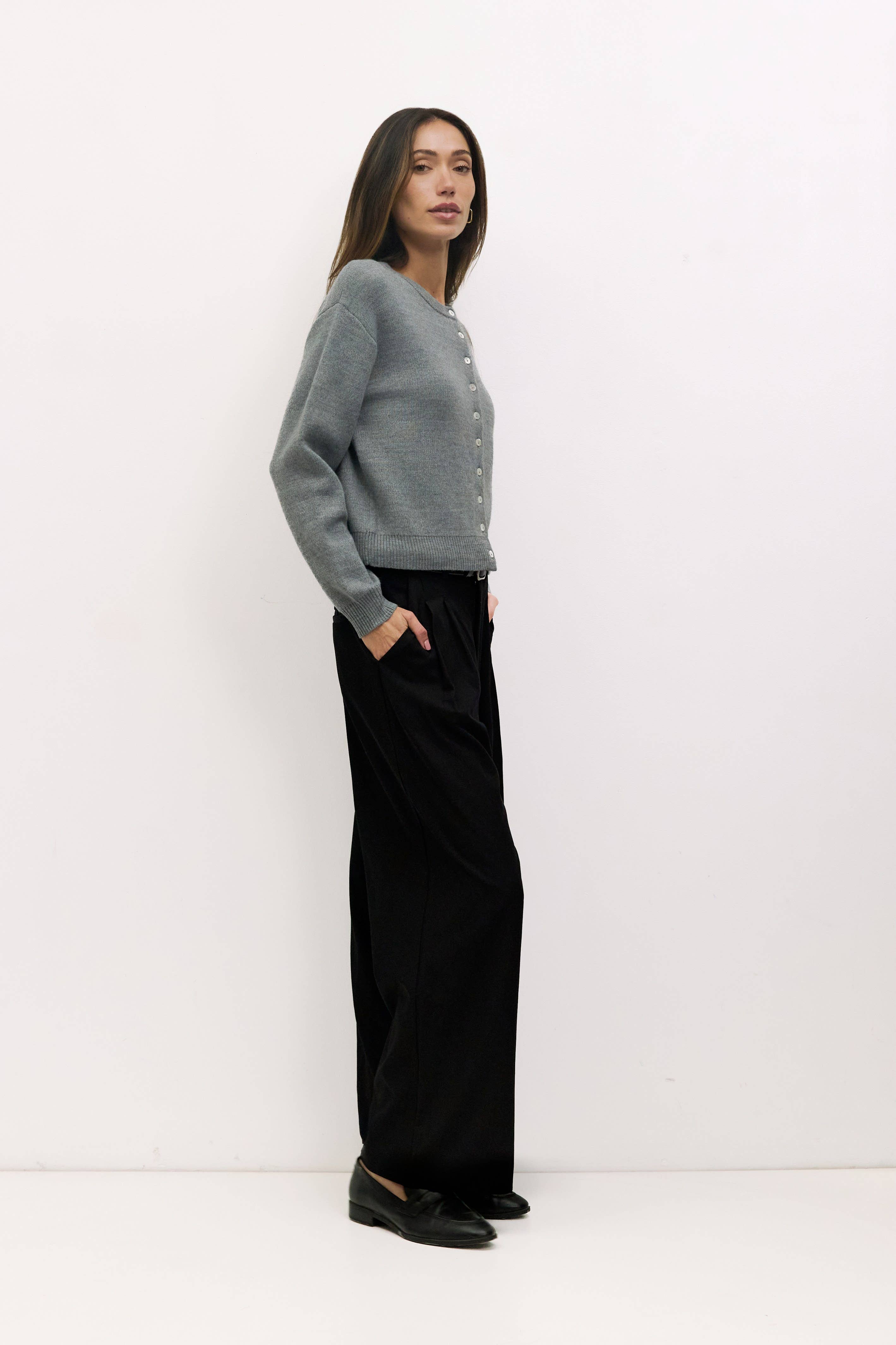 Malin Cropped Button-Down Cardigan