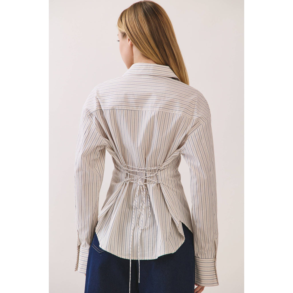 Striped Back Lace-Up Shirt
