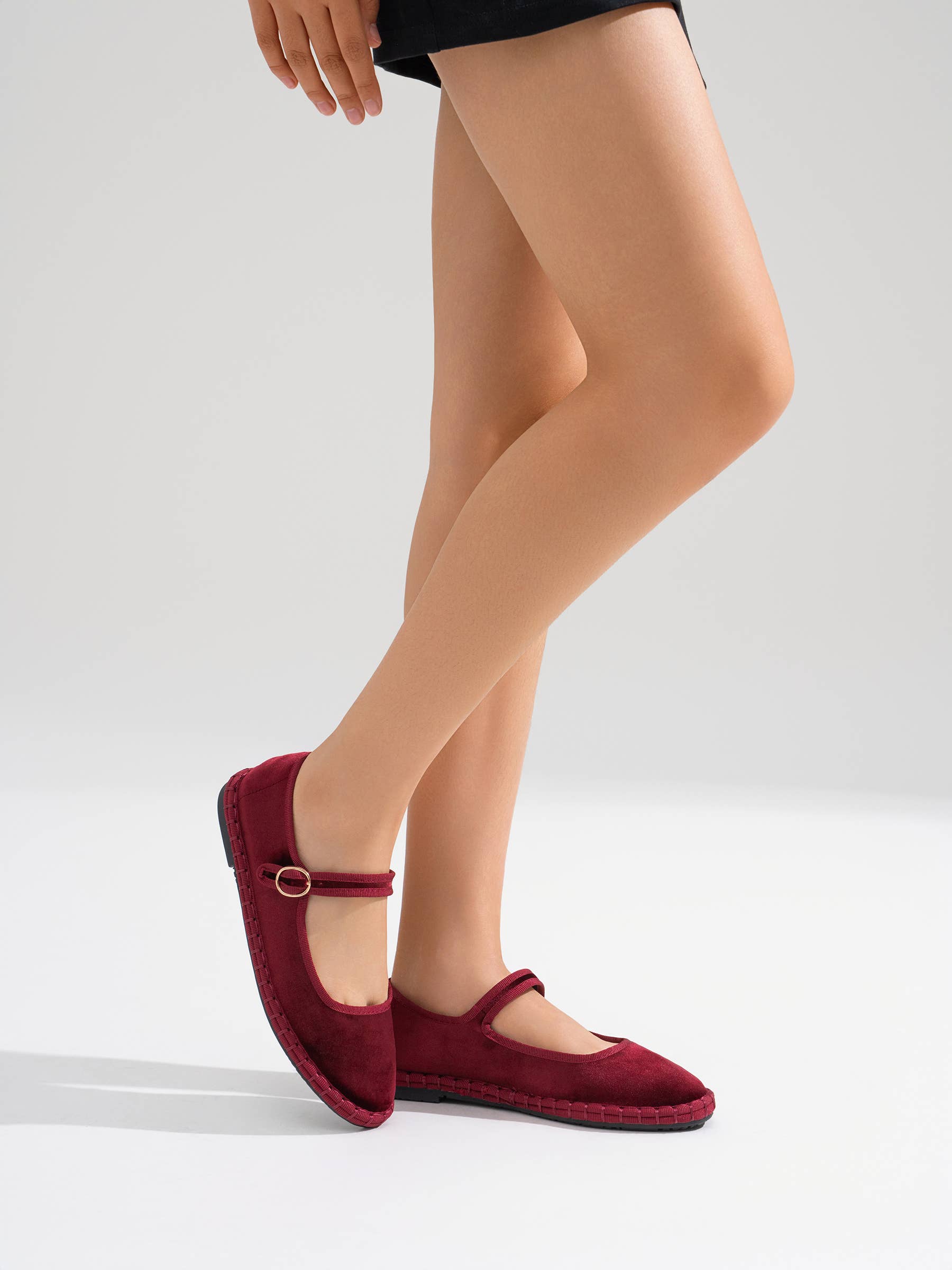 Velvet Mary Jane Flats