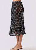 Polka Dot Sheer Midi Skirt