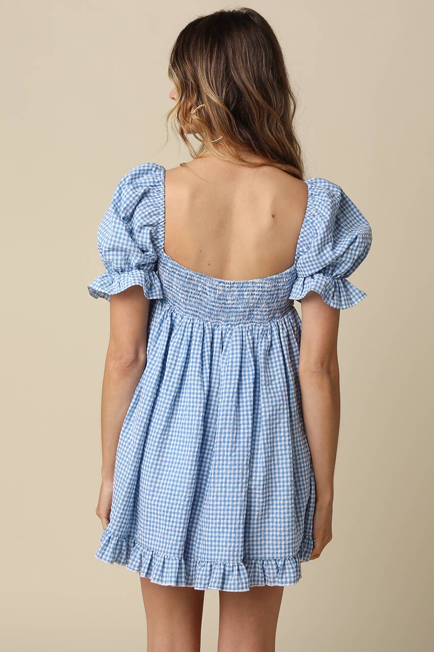 Kendall Gingham Puff Sleeve Dress