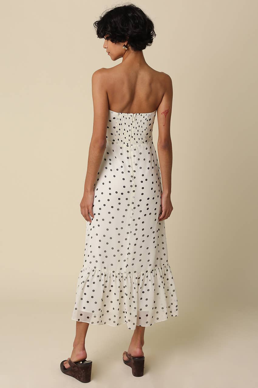 Aria Polka Dot Strapless Maxi Dress