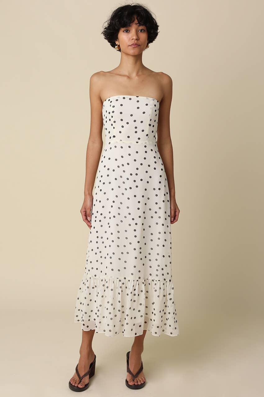 Aria Polka Dot Strapless Maxi Dress