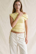 Draped One-Shoulder Side Ribbon Top