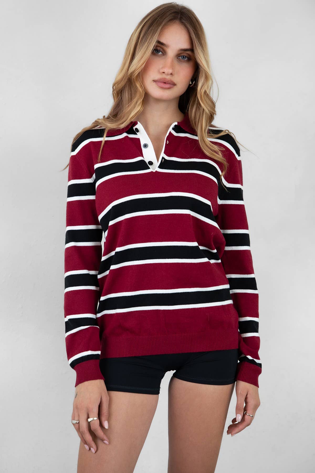 Rhodes Striped Polo Long Sleeve