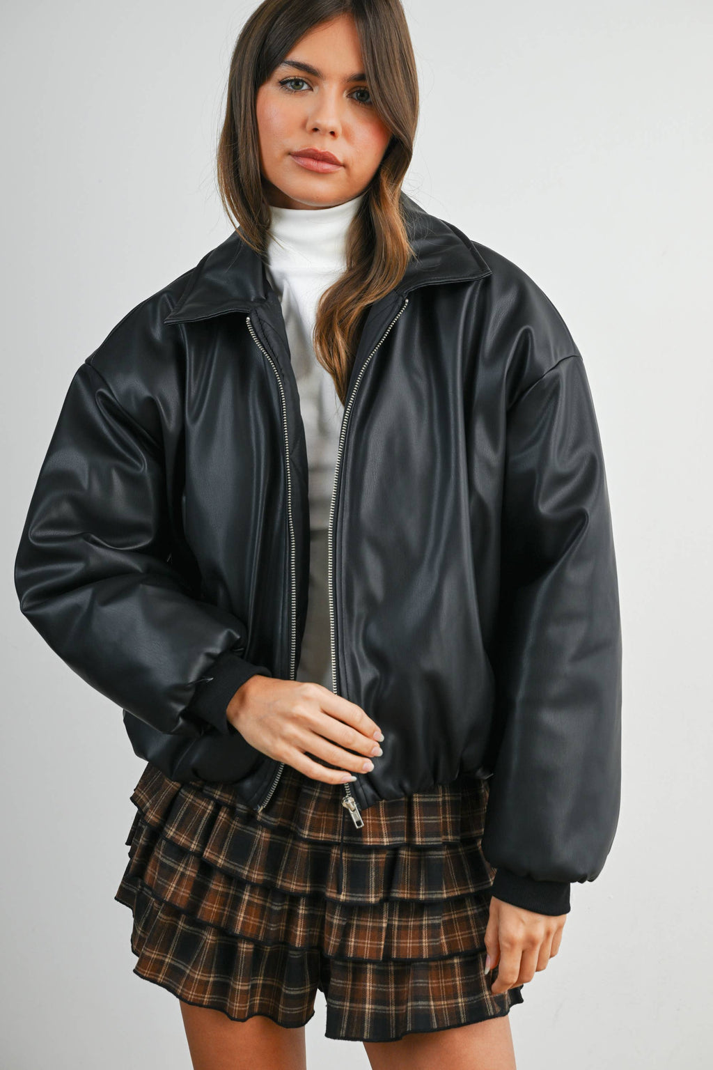 Zip Up Puffer Bomber Jacket