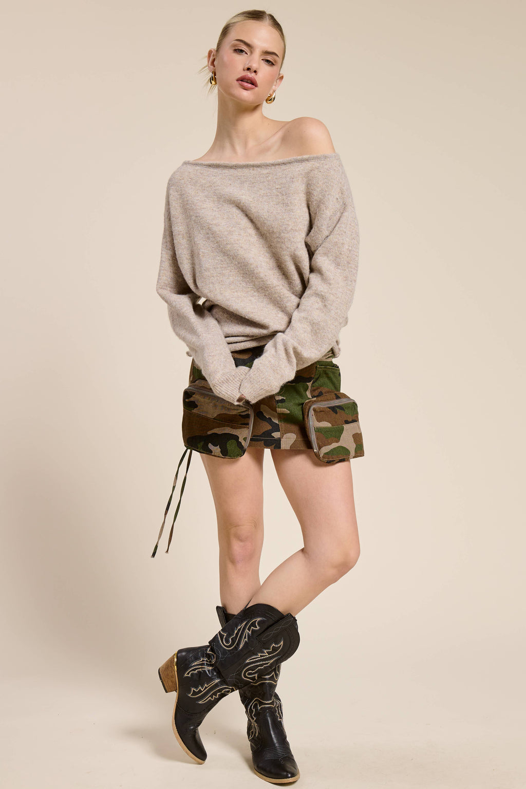 Off Shoulder Knit Sweater