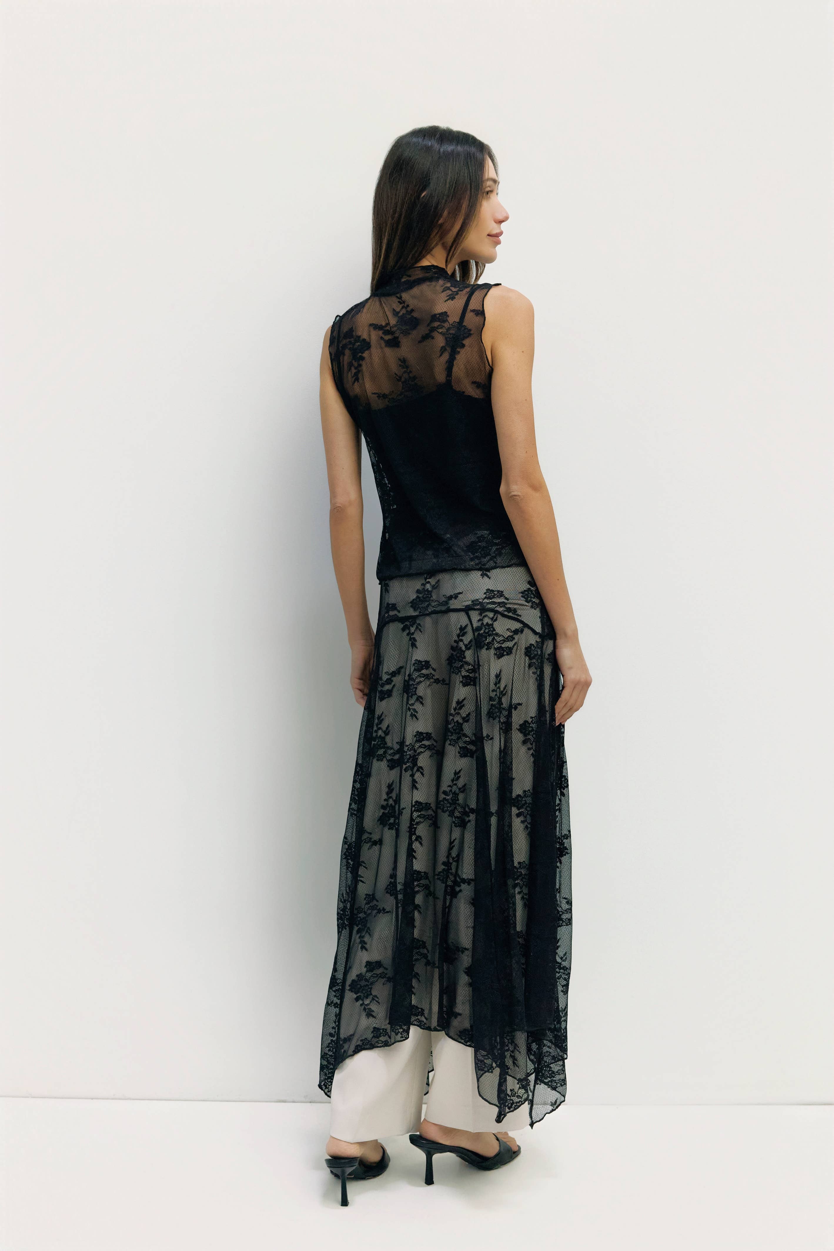 Jennifer Asymmetrical Lace Skirt