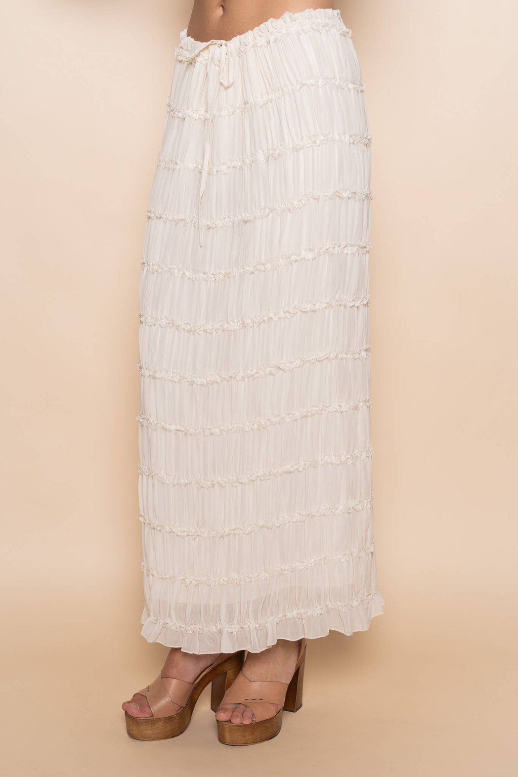Tiered Ruched Maxi Skirt