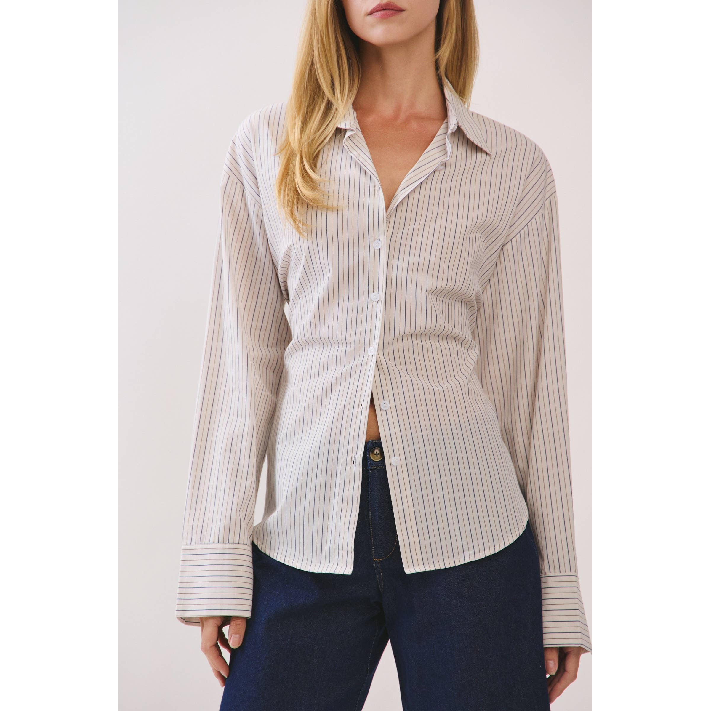 Striped Back Lace-Up Shirt