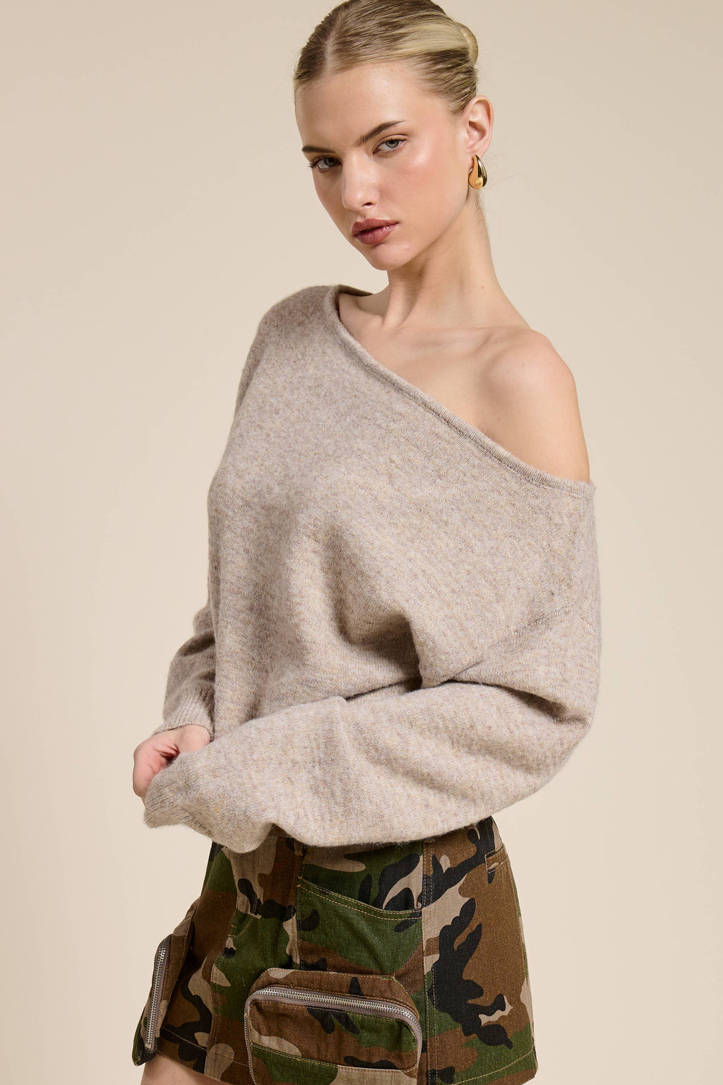 Off Shoulder Knit Sweater