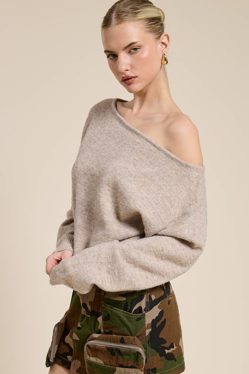 Off Shoulder Knit Sweater