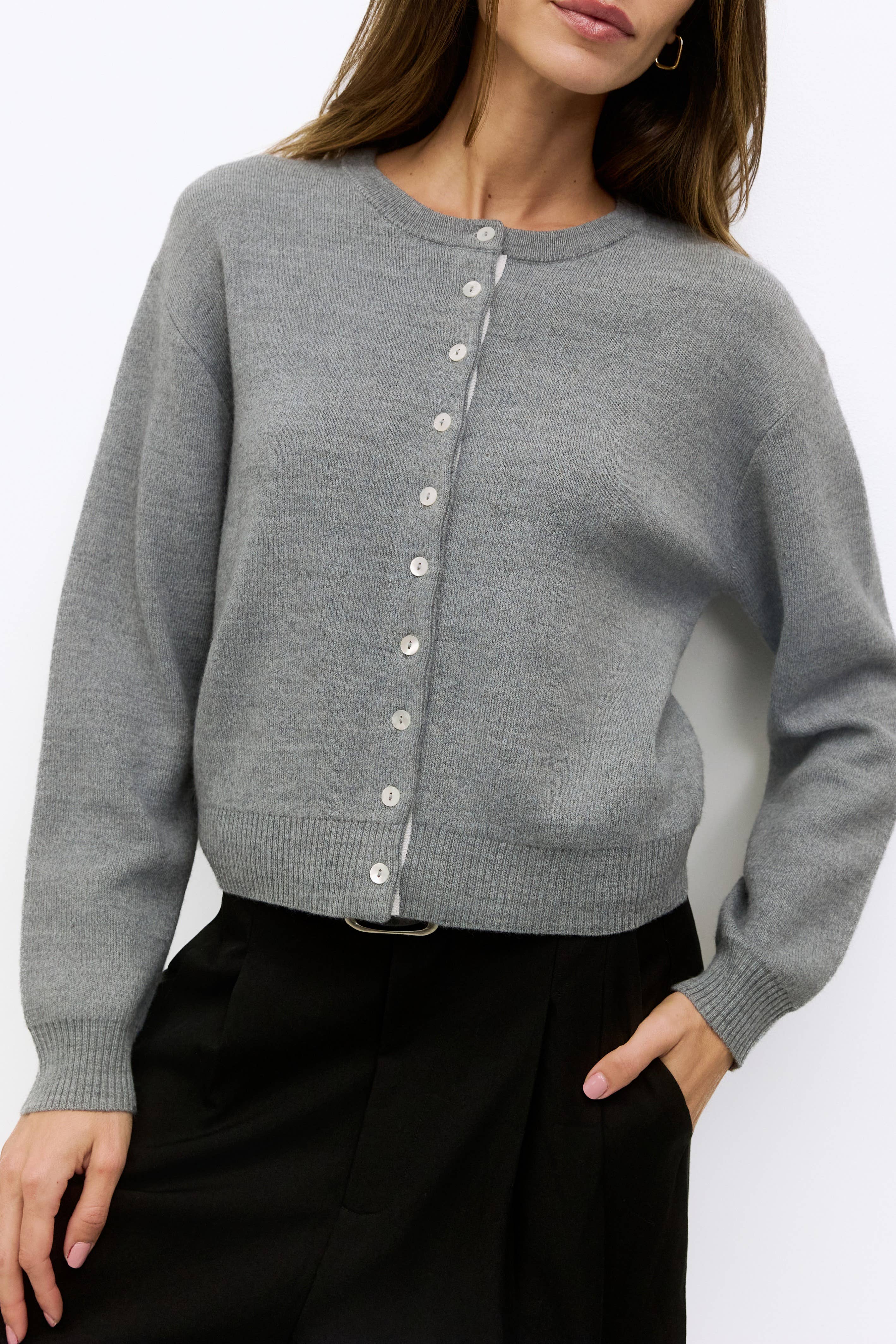 Malin Cropped Button-Down Cardigan