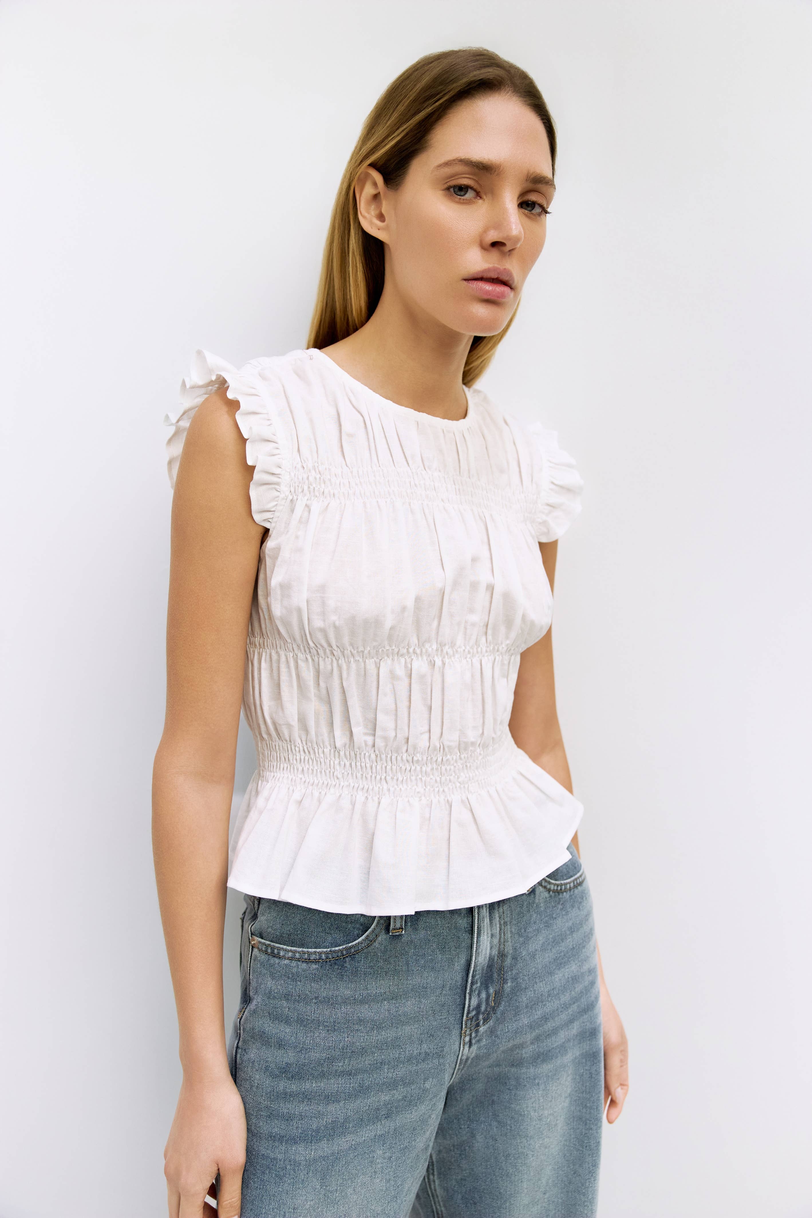 Eugenie Smocked Ruffle Top