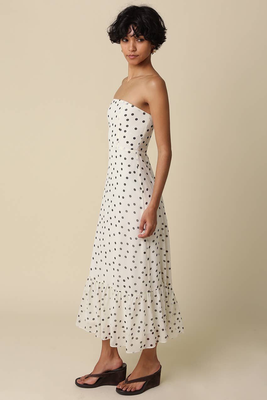 Aria Polka Dot Strapless Maxi Dress