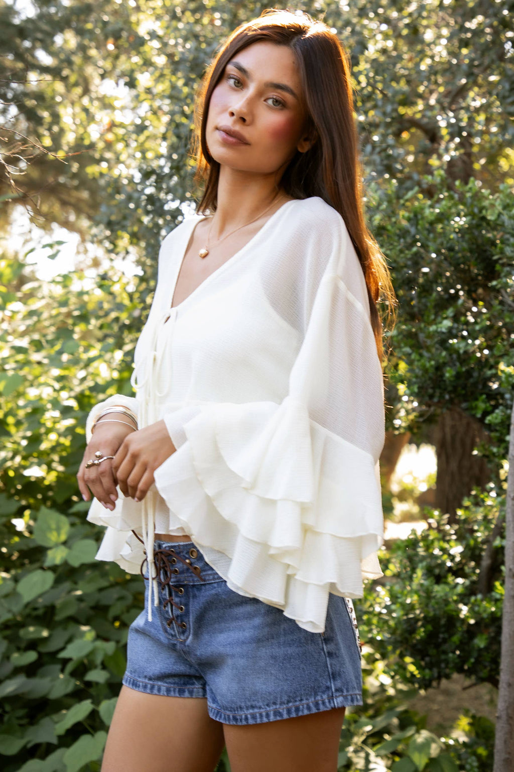 Brieanne Chiffon Ruffle Blouse