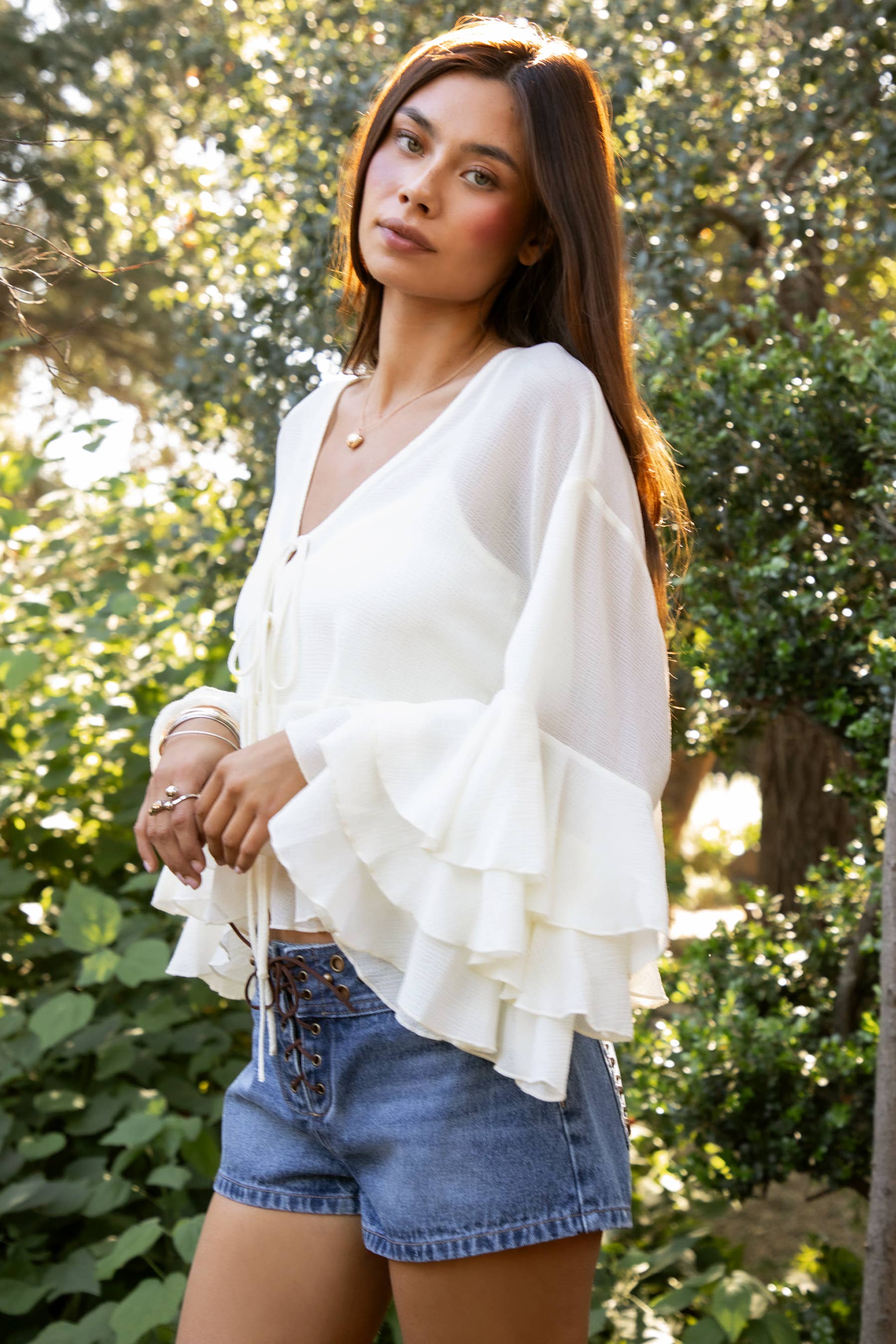 Brieanne Chiffon Ruffle Blouse