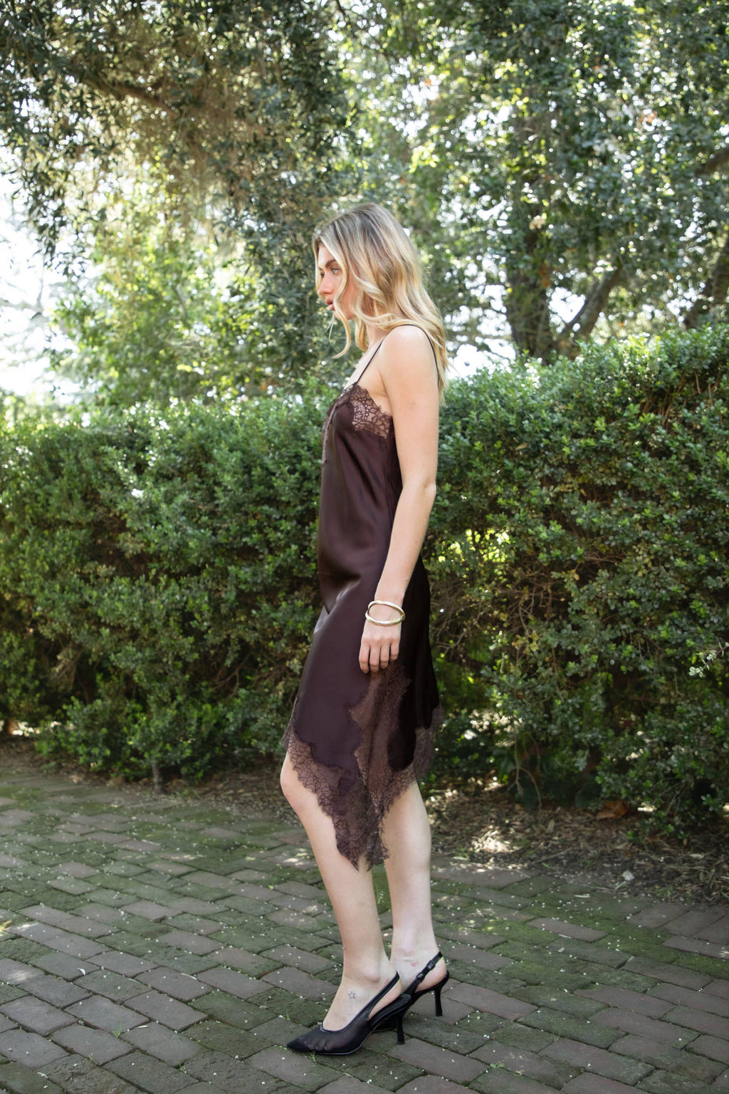 Linora Satin Lace Mini Dress