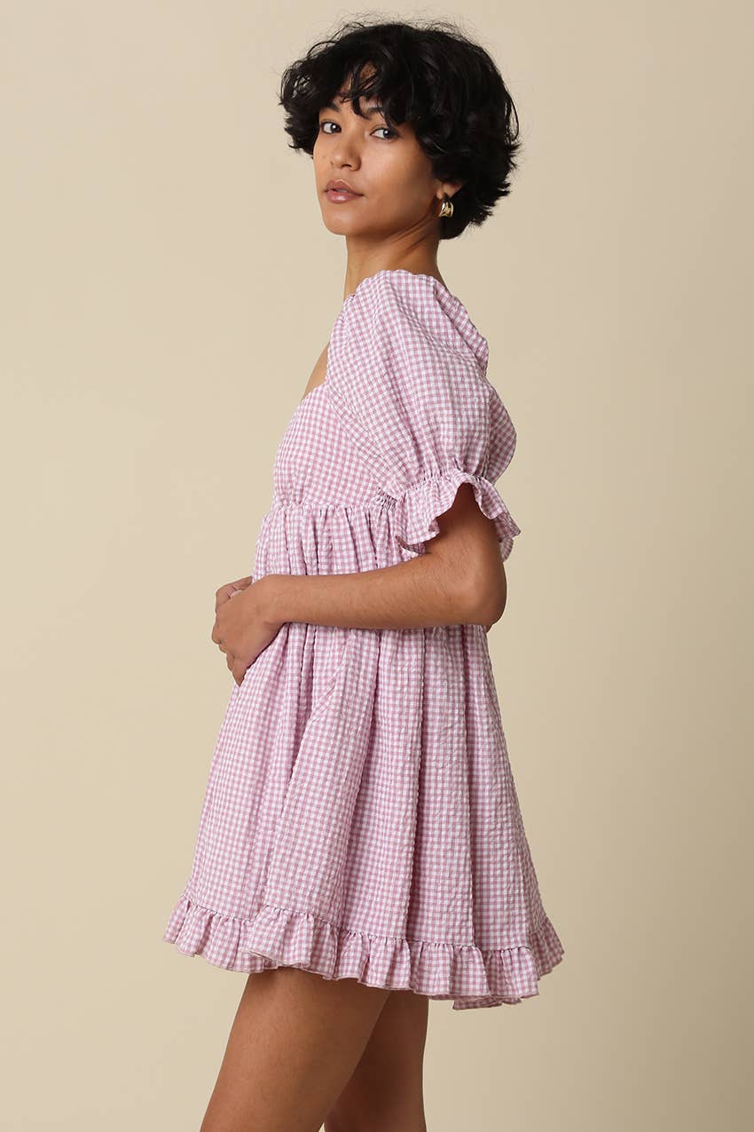 Kendall Gingham Puff Sleeve Dress